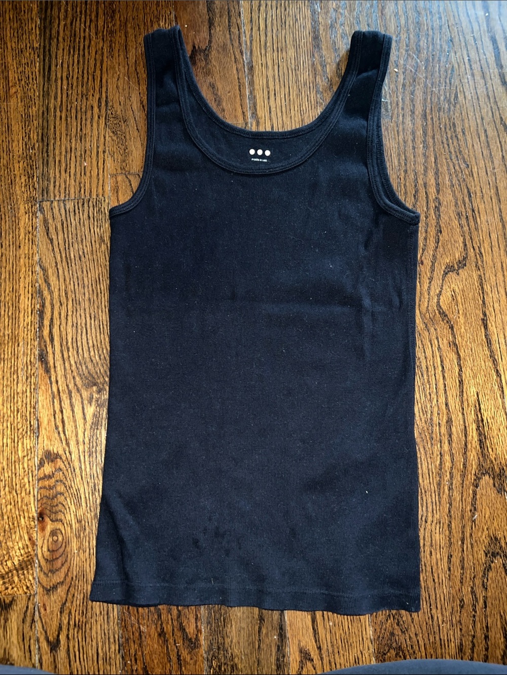 Three Dots Black Ribbed Cotton Tank XL Extra  Large X-Large